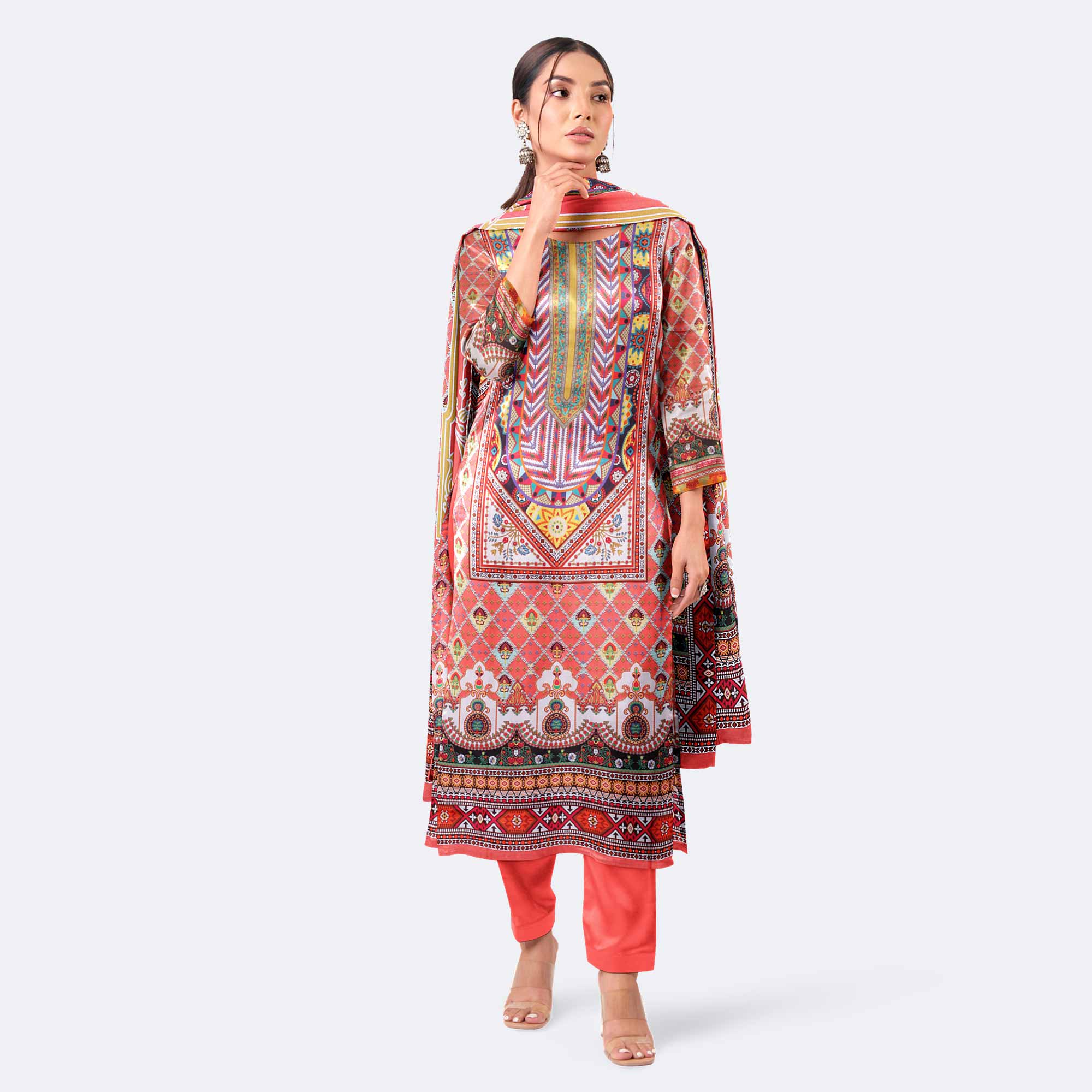 Light camel Digital Print Premium Cotton Salwar Kameez