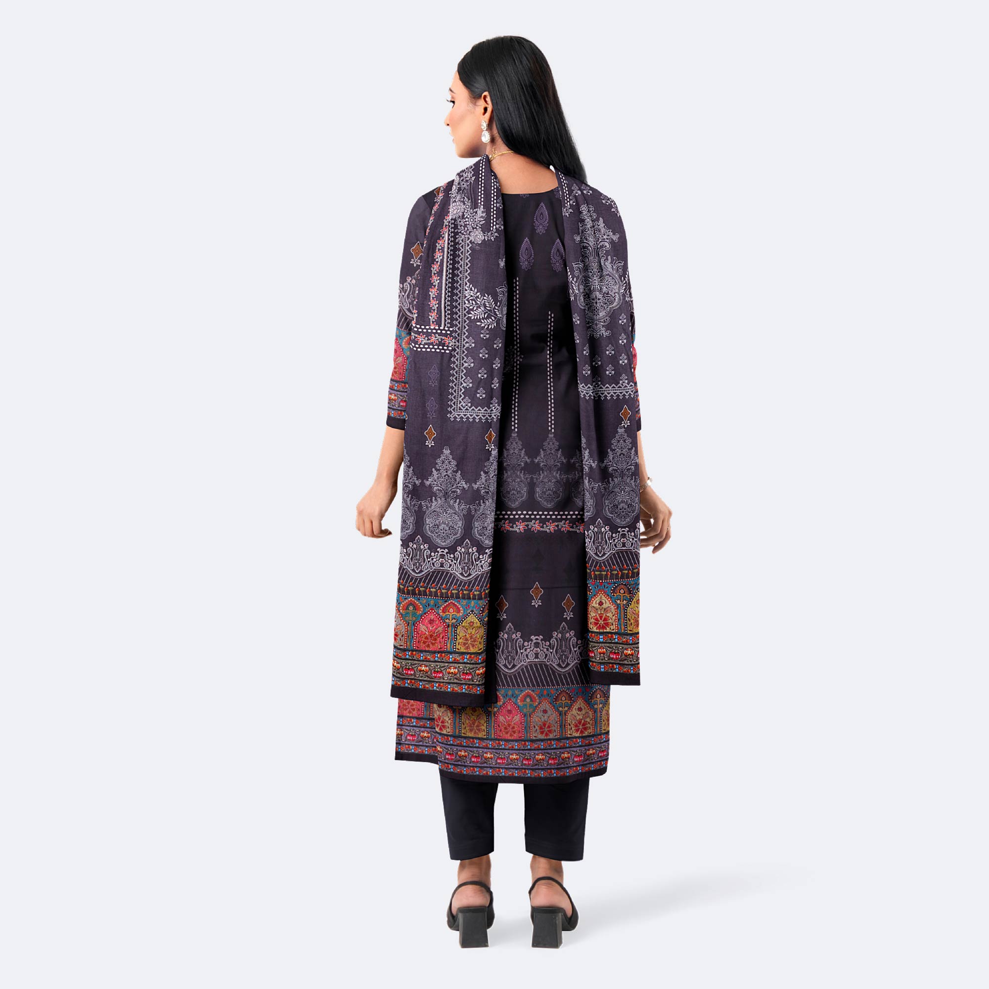 Ashy Purple Digital Print Premium Cotton Salwar Kameez