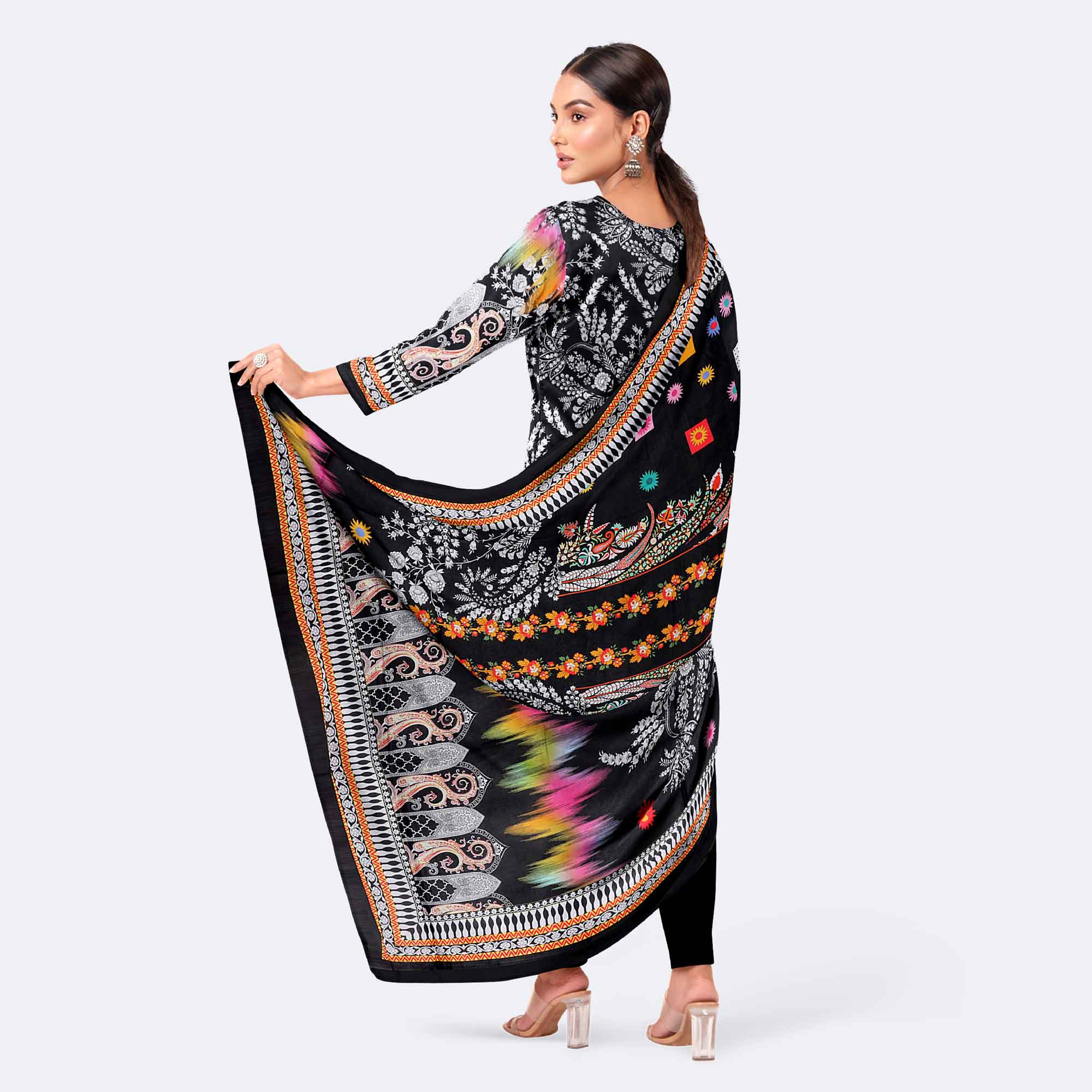 Black Digital Print Premium Cotton Salwar Kameez
