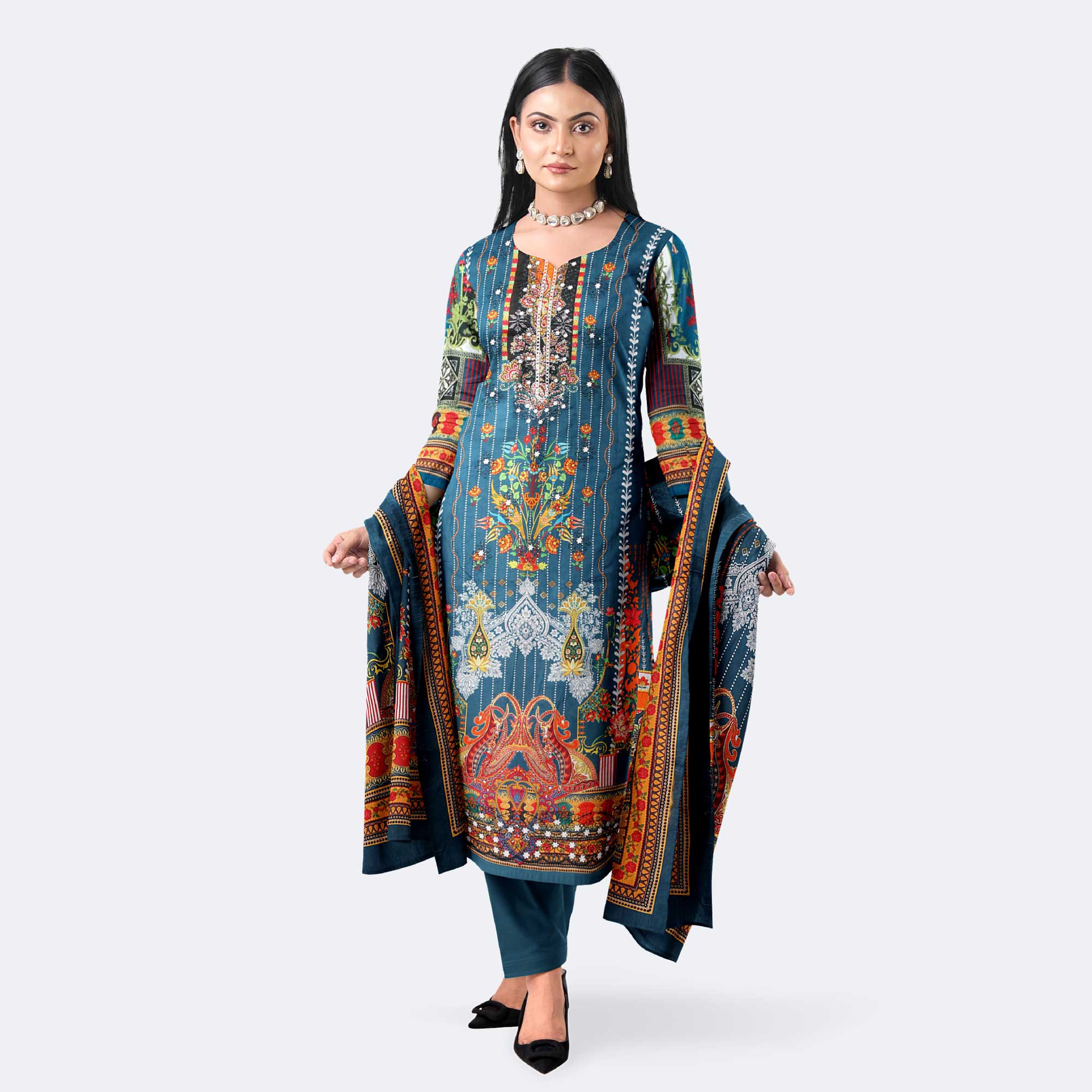 Elegant Multicolor Digital Print Salwar Kameez