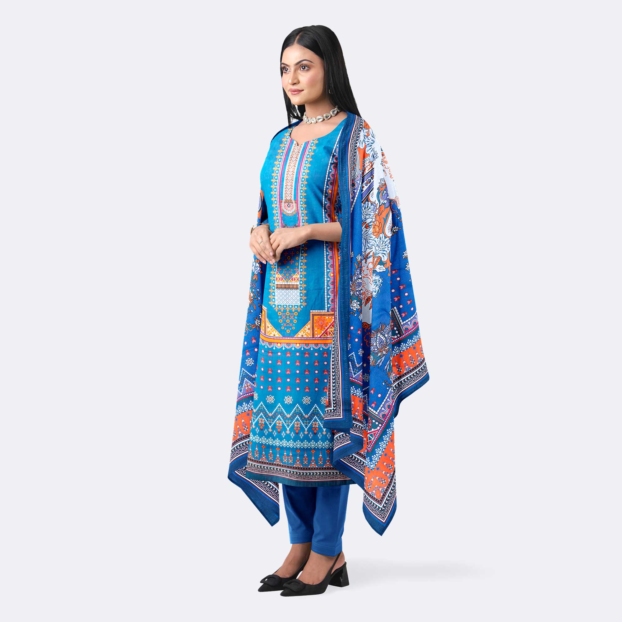 Elegant Multicolor Digital Print Salwar Kameez