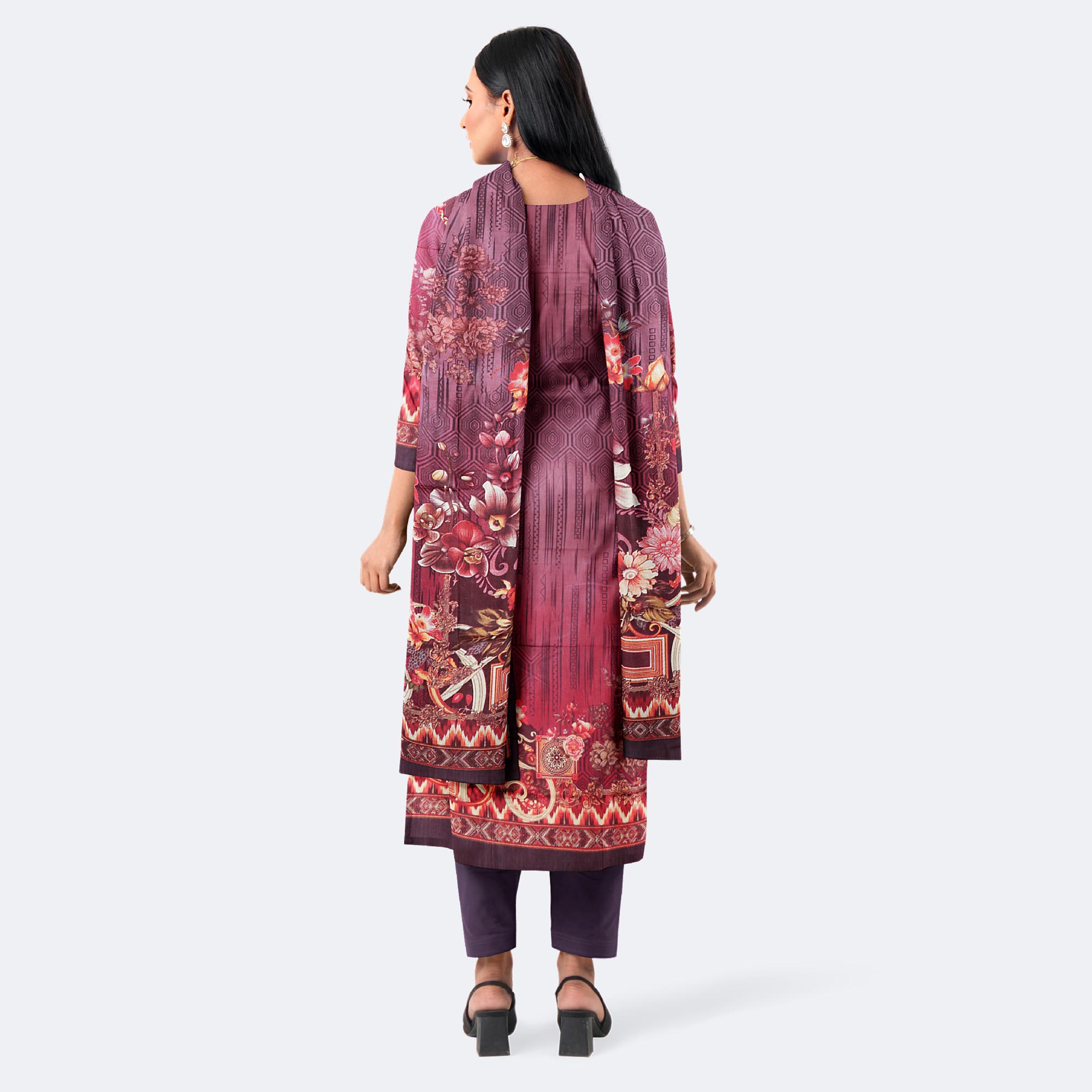 Dusky Rose Digital Print Cotton Salwar Kameez
