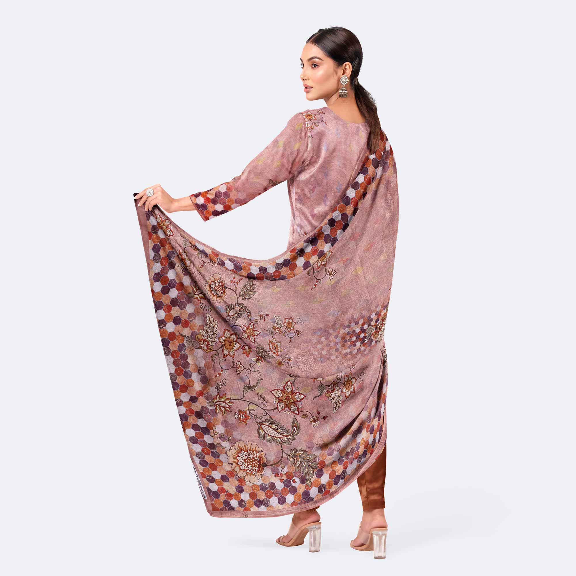 Muted Blush Pink Digital Print Cotton Salwar Kameez