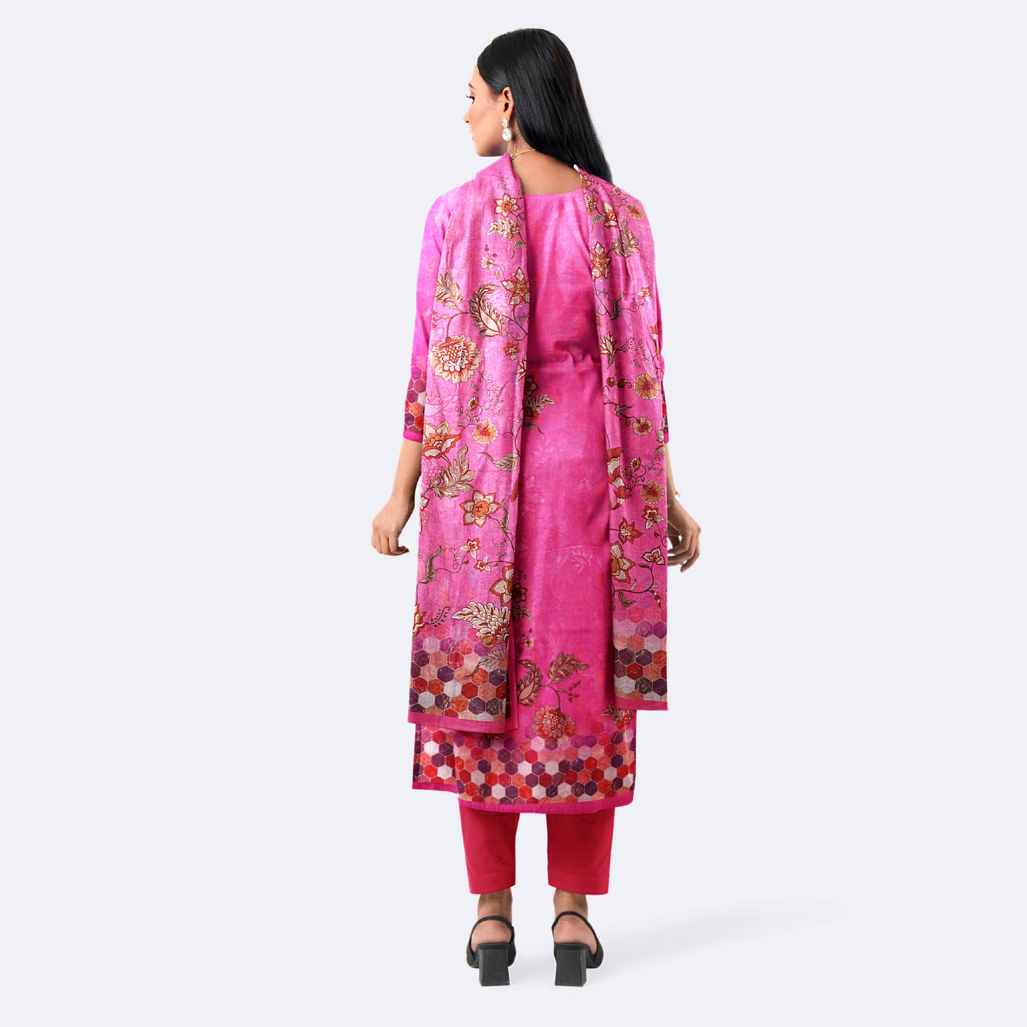 Vibrant Magenta Digital Print Cotton Salwar Kameez