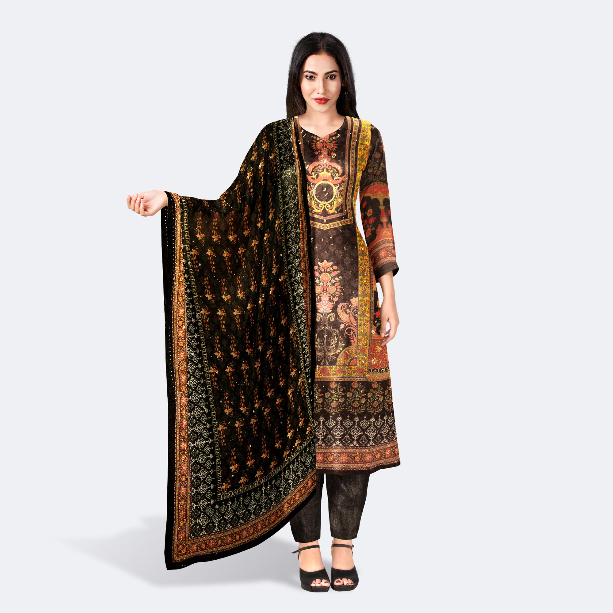 Black Digital Print Salwar Kameez