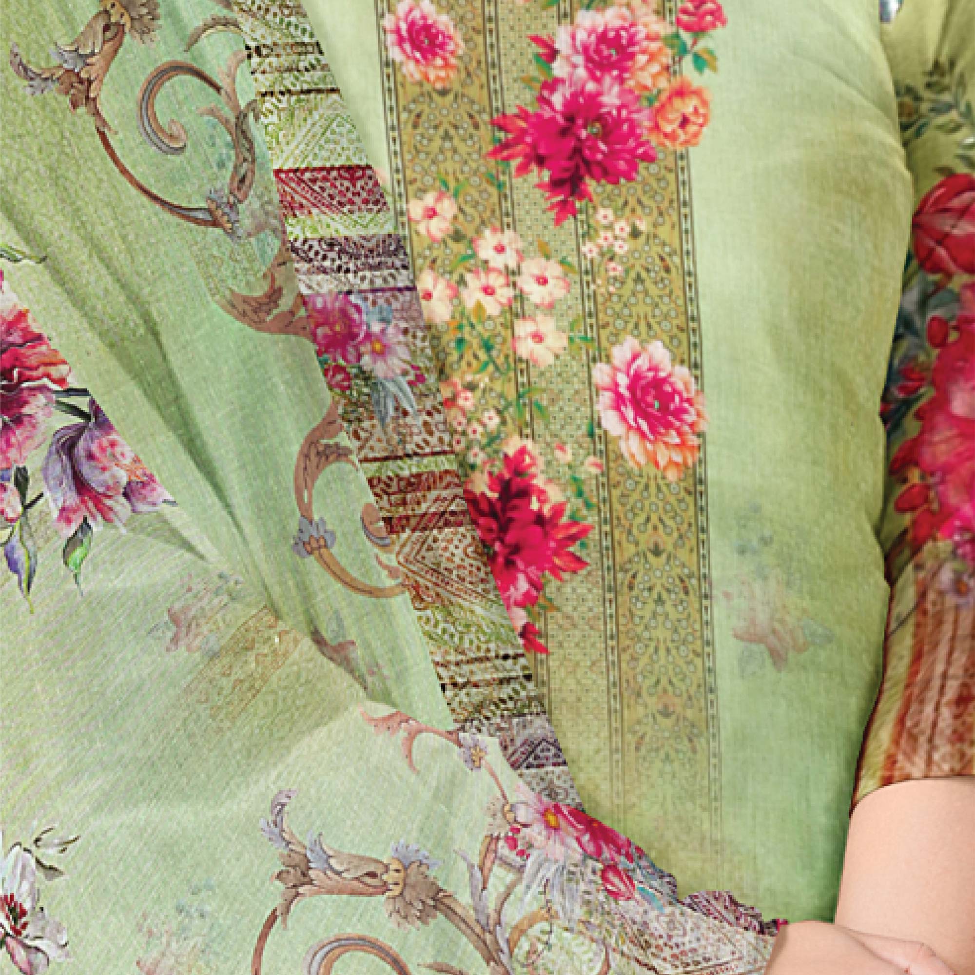 Moss Green Digital Print Salwar Kameez