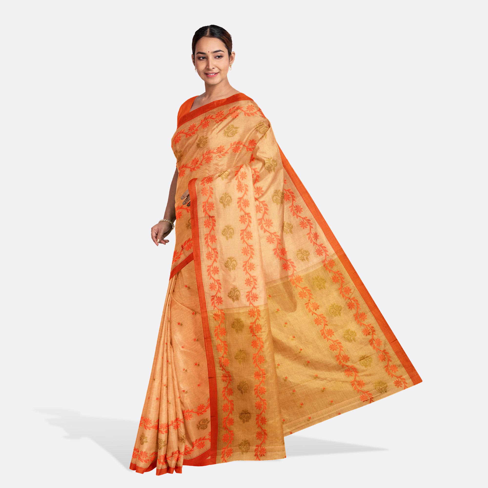 Mango Orange Tant Saree