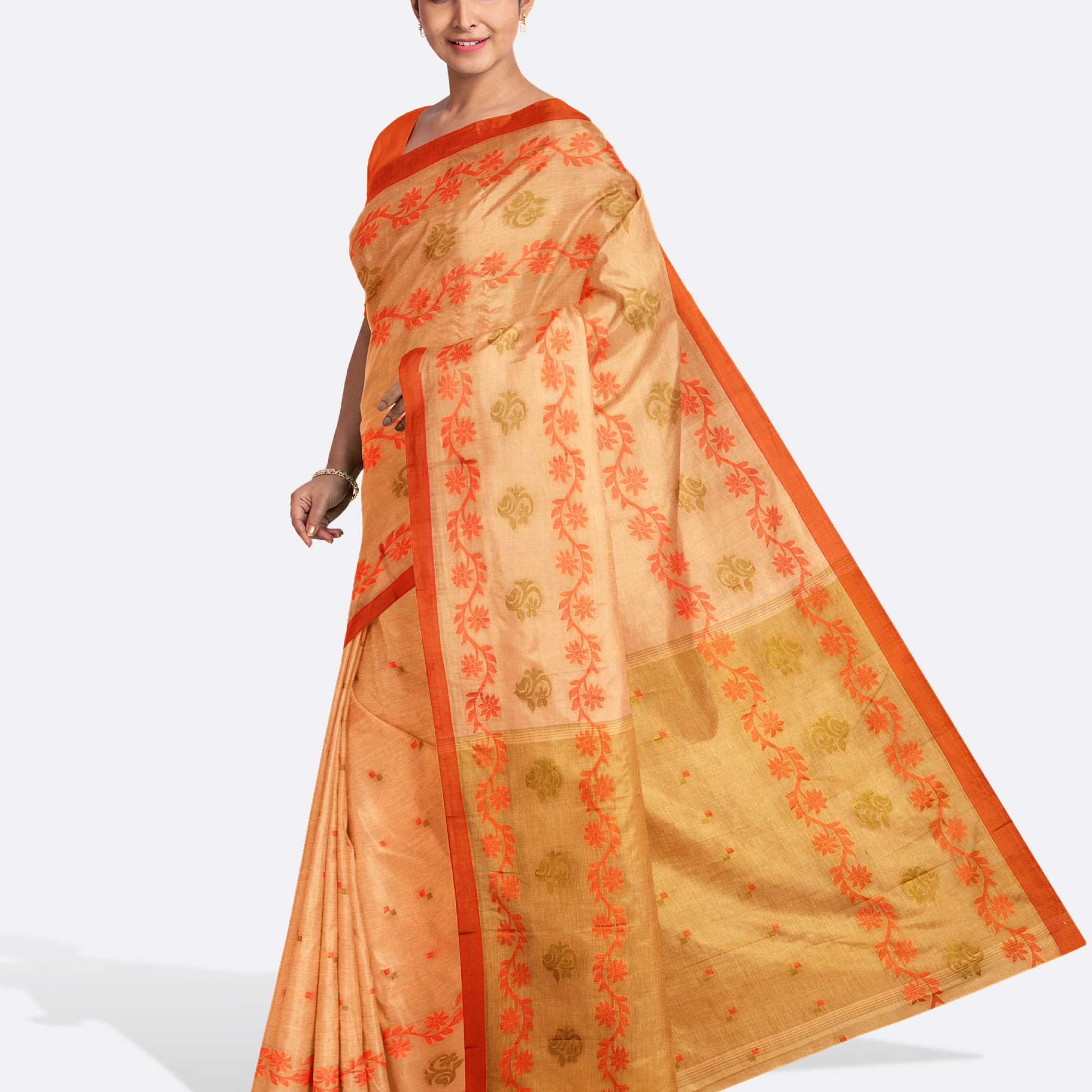 Mango Orange Tant Saree