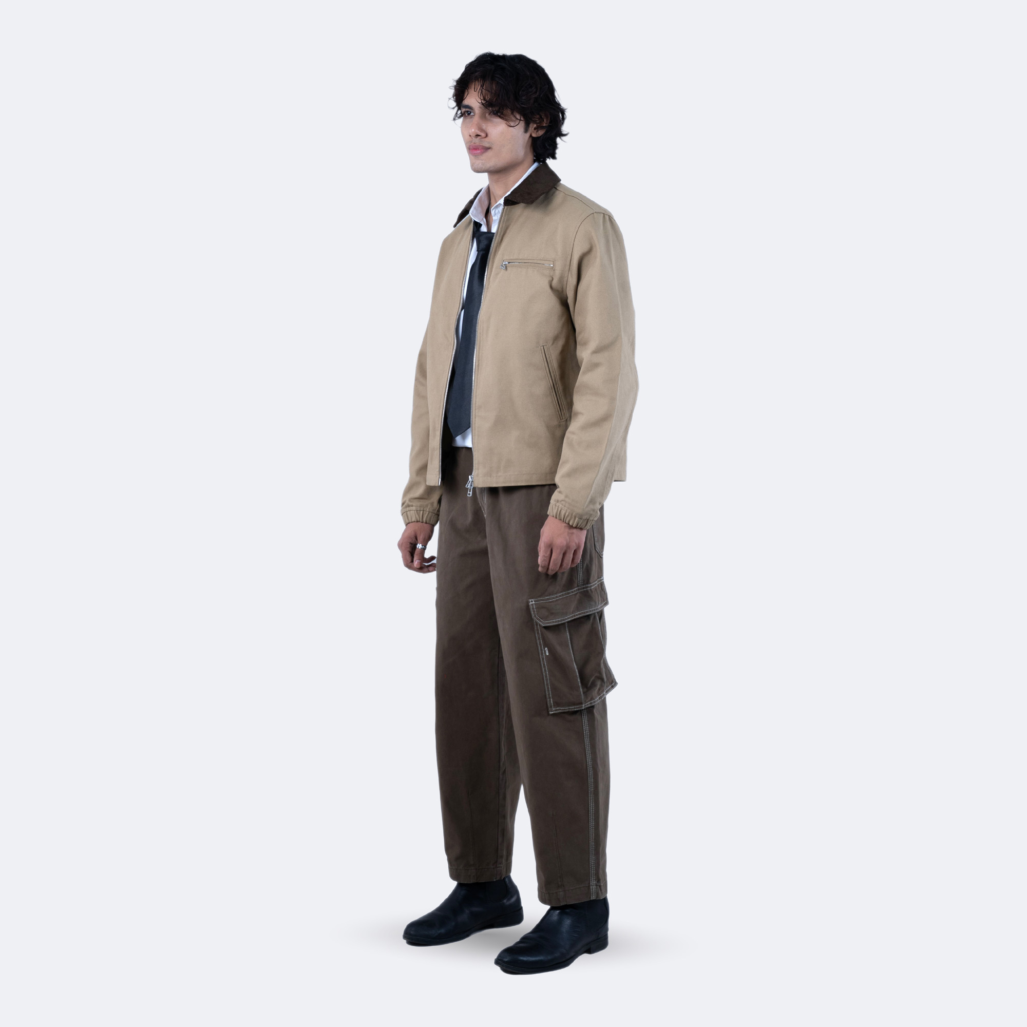 Jacket With Contrast Collar Sand