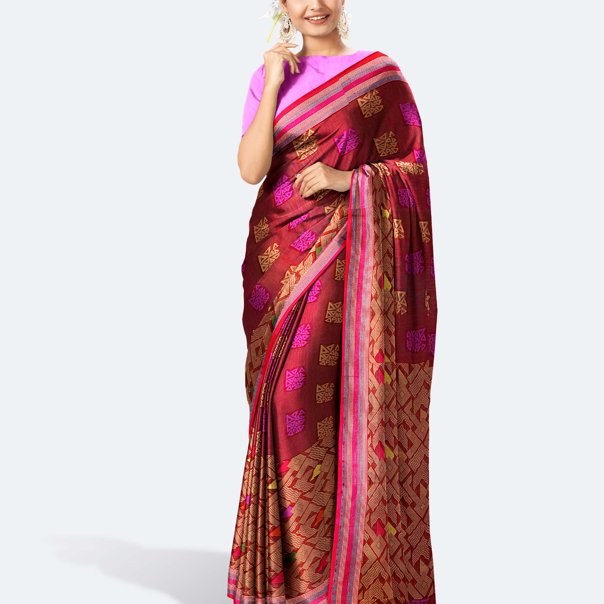 Buy Bengal Cotton Handloom Cotton Saree PushpoLata Woven Design Without  Blouse Piece