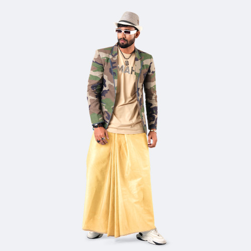 Mustard Yellow Color Cotton Lungi - Apurbo | MIAH