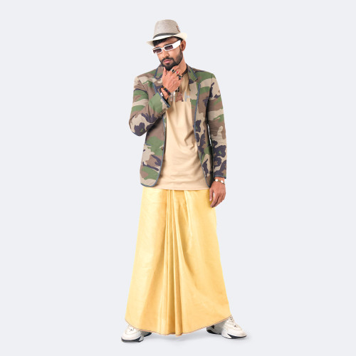 Mustard Yellow Color Cotton Lungi - Apurbo | MIAH