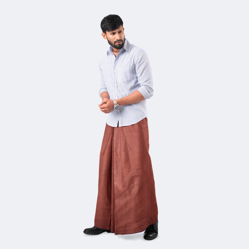 Brown Color Solid Lungi - Apurbo | MIAH