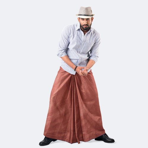 Brown Color Solid Lungi - Apurbo | MIAH