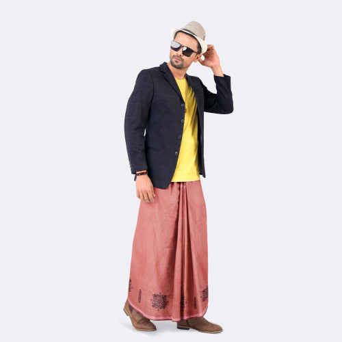 Flamingo pink Solid Cotton Lungi - Bikkhato | MIAH