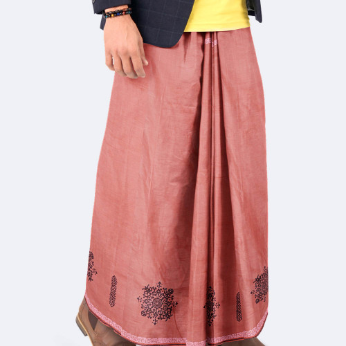 Flamingo pink Solid Cotton Lungi - Bikkhato | MIAH