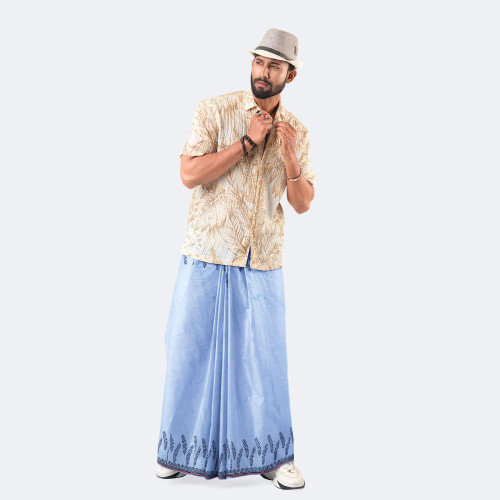 Sky Blue Color Solid Lungi - Bikkhato | MIAH