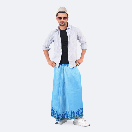 Sky Blue Classic Solid Lungi - Bikkhato | MIAH