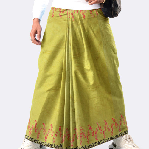 Olive Green Classic Solid Lungi - Bikkhato | MIAH