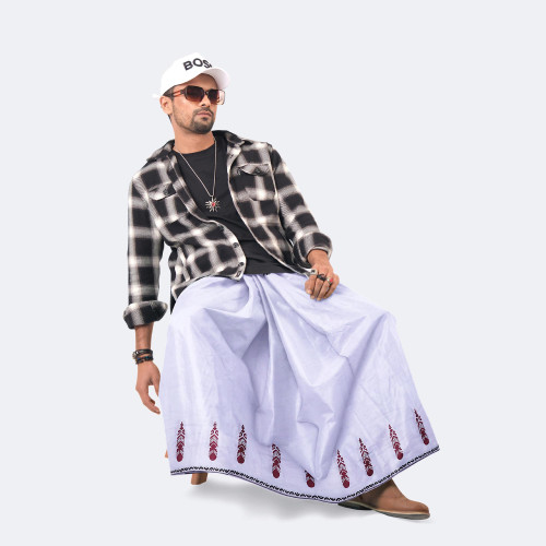 White Color Cotton Lungi - Bikkhato