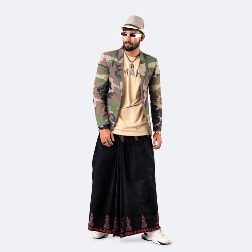 Black Color Cotton Lungi - Bikkhato