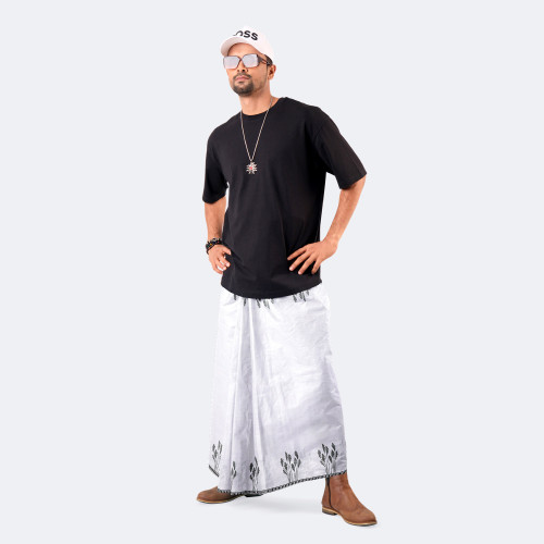 White color Cotton Lungi - Bikkhato