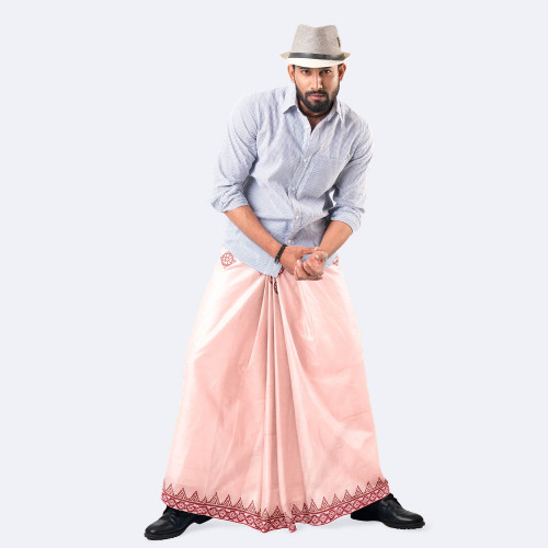 Peach Pink Cotton Lungi - Bikkhato