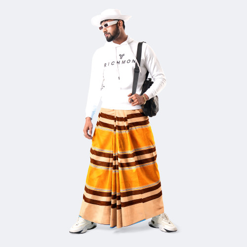 Yellow Color Cotton Lungi - Bikkhato | MIAH