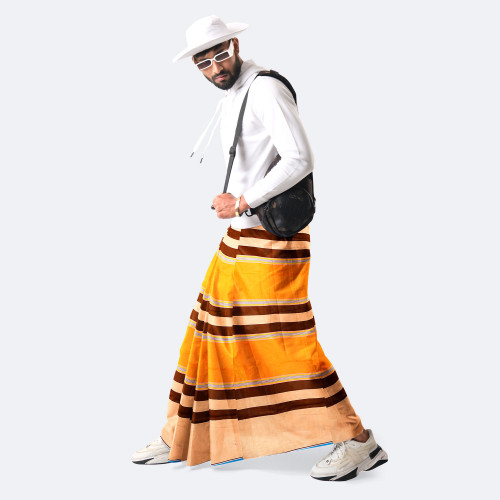 Yellow Color Cotton Lungi - Bikkhato | MIAH