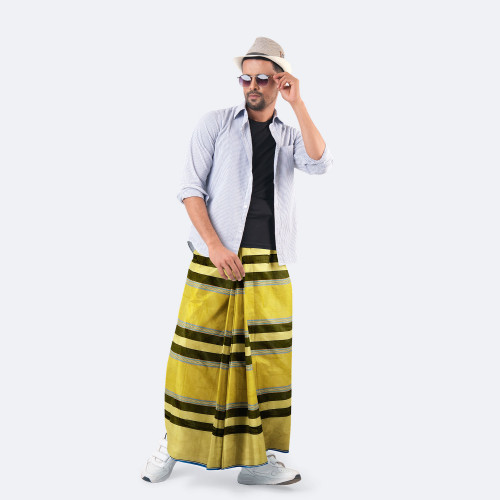 Multicolor Stripe & Check Cotton Lungi - Bikkhato | MIAH