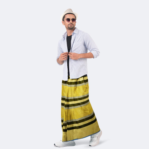 Multicolor Stripe & Check Cotton Lungi - Bikkhato | MIAH