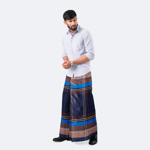 Multicolor Stripe & Check Cotton Lungi - Crown