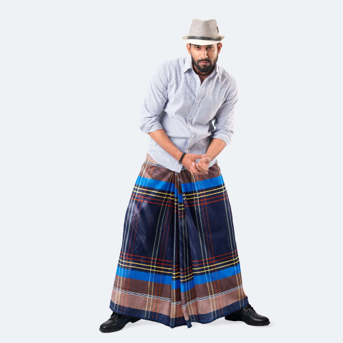 Multicolor Stripe & Check Cotton Lungi - Crown