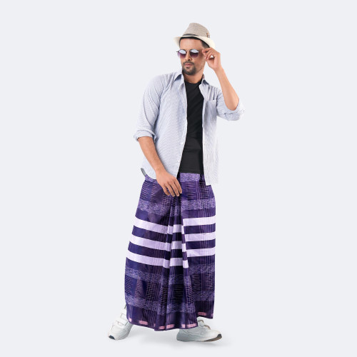 Navy Blue Color Lungi - Crown | MIAH