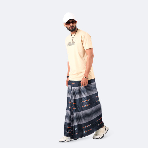 Black Color Cotton Lungi - Crown | MIAH