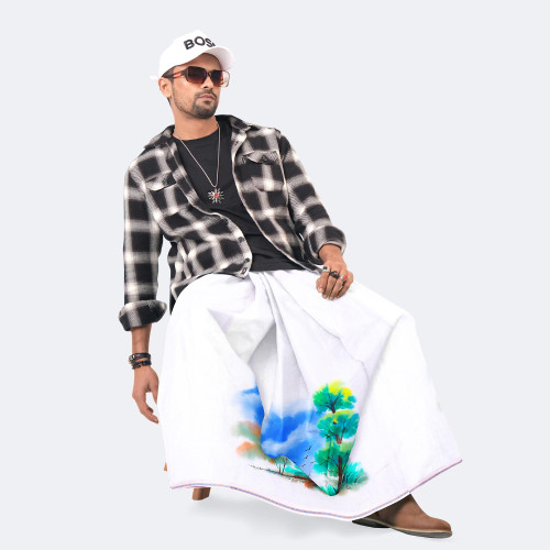 Scenic Tree Art Lungi - Latest