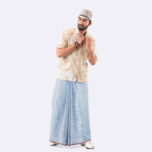 Mist Blue Juri Check Lungi -Onu  Mala