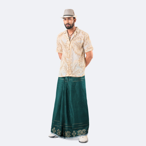 Green Color Dobby Design Lungi - Perfect