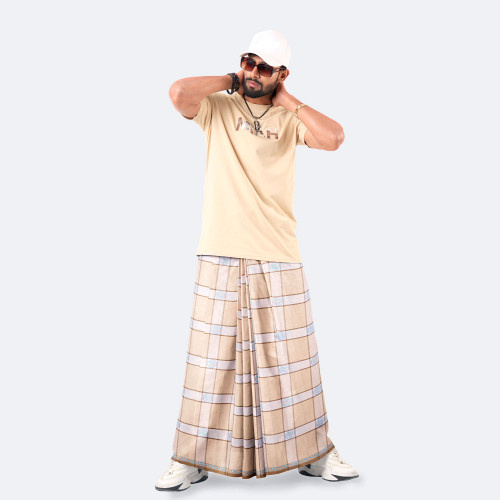 Light Pastel Peach Color Lungi - Perfect