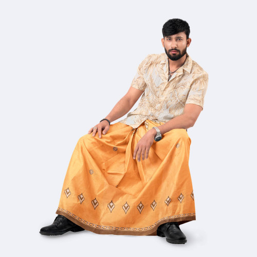 Peachy Orange Color Lungi - Perfect