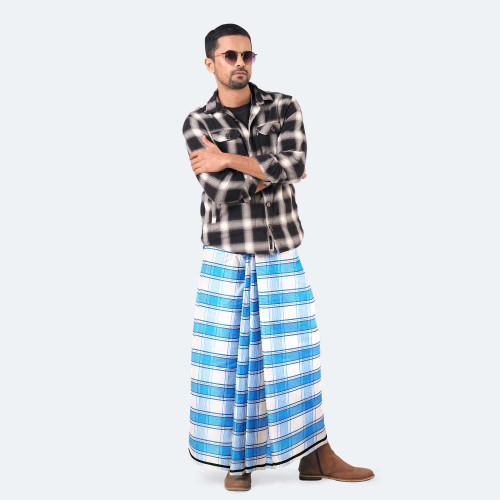 White and Feroza Color Lungi - Prachurjo