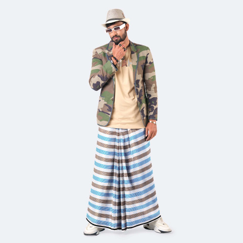 Stylish Multi-Stripe Check Lungi - Prachurjo