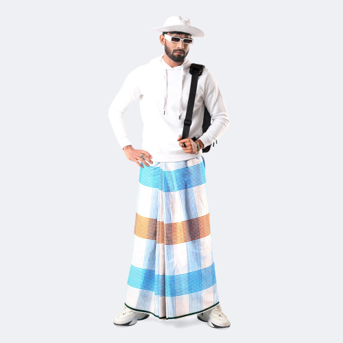 Colorful Stripe Stitched Lungi - Prachurjo