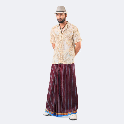 Men's Chocolate Color Lungi - Showkhin