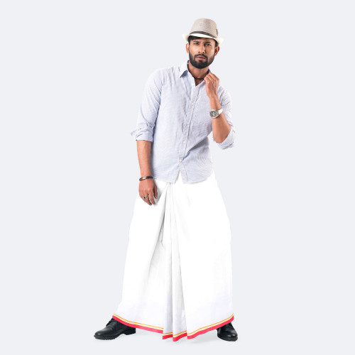 Classic Men’s solid white color Cotton Lungi - Showpno Bilash
