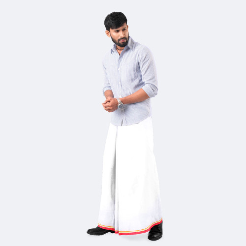 Classic Men’s solid white color Cotton Lungi - Showpno Bilash