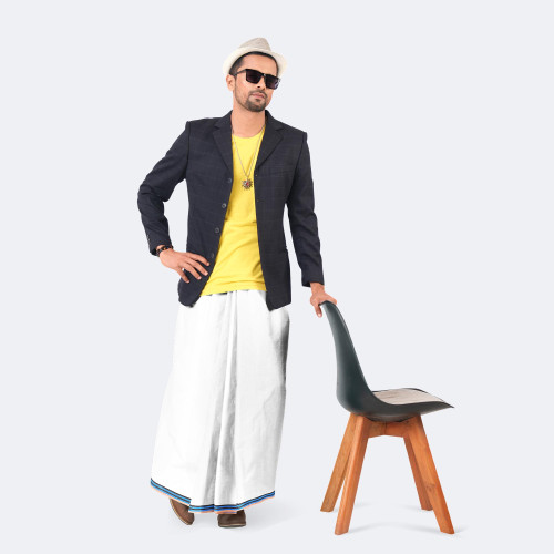 Classic solid white color Cotton Lungi - Showpno Bilash