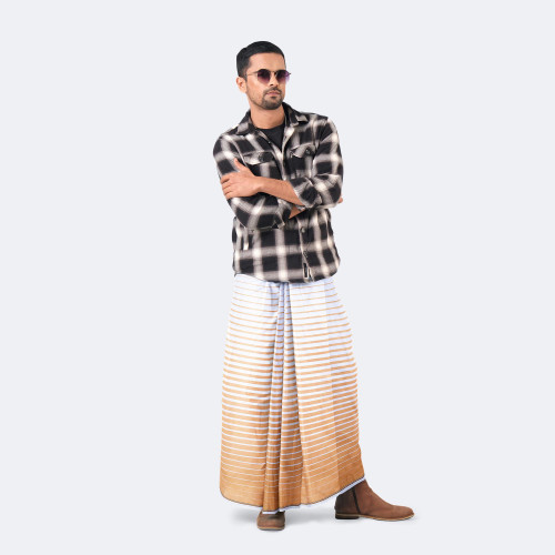 Men's Peach beige & White Check  Somman