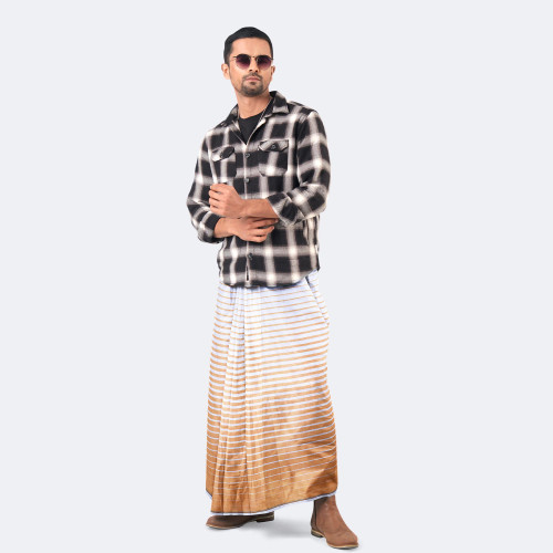 Men's Peach beige & White Check  Somman