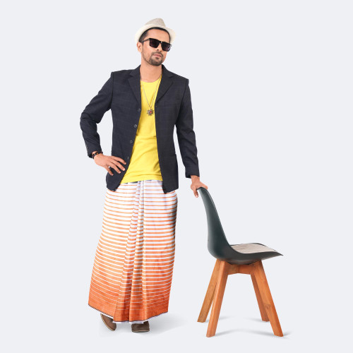 Men's White & Salmon color Check  Somman